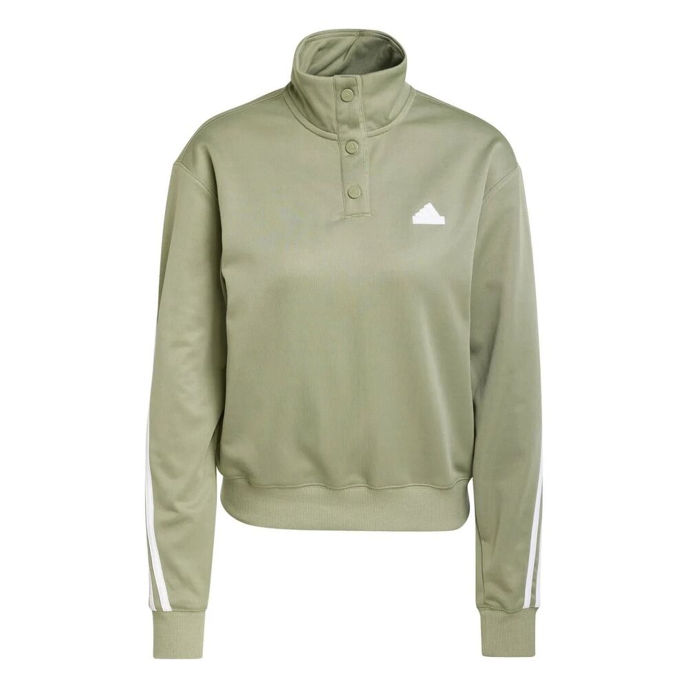 adidas Womens Large Iconic 3S TT Track Top Jacket Tent Green Pullover IX1123 NEW